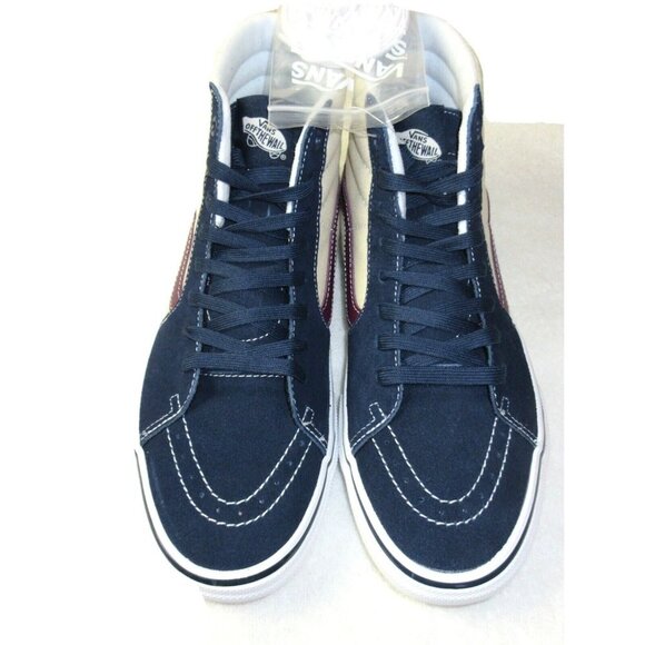 Vans Men's Skate Sk8-Hi Dress Blues Turtledove White Canvas Suede shoes NIB - Picture 3 of 5